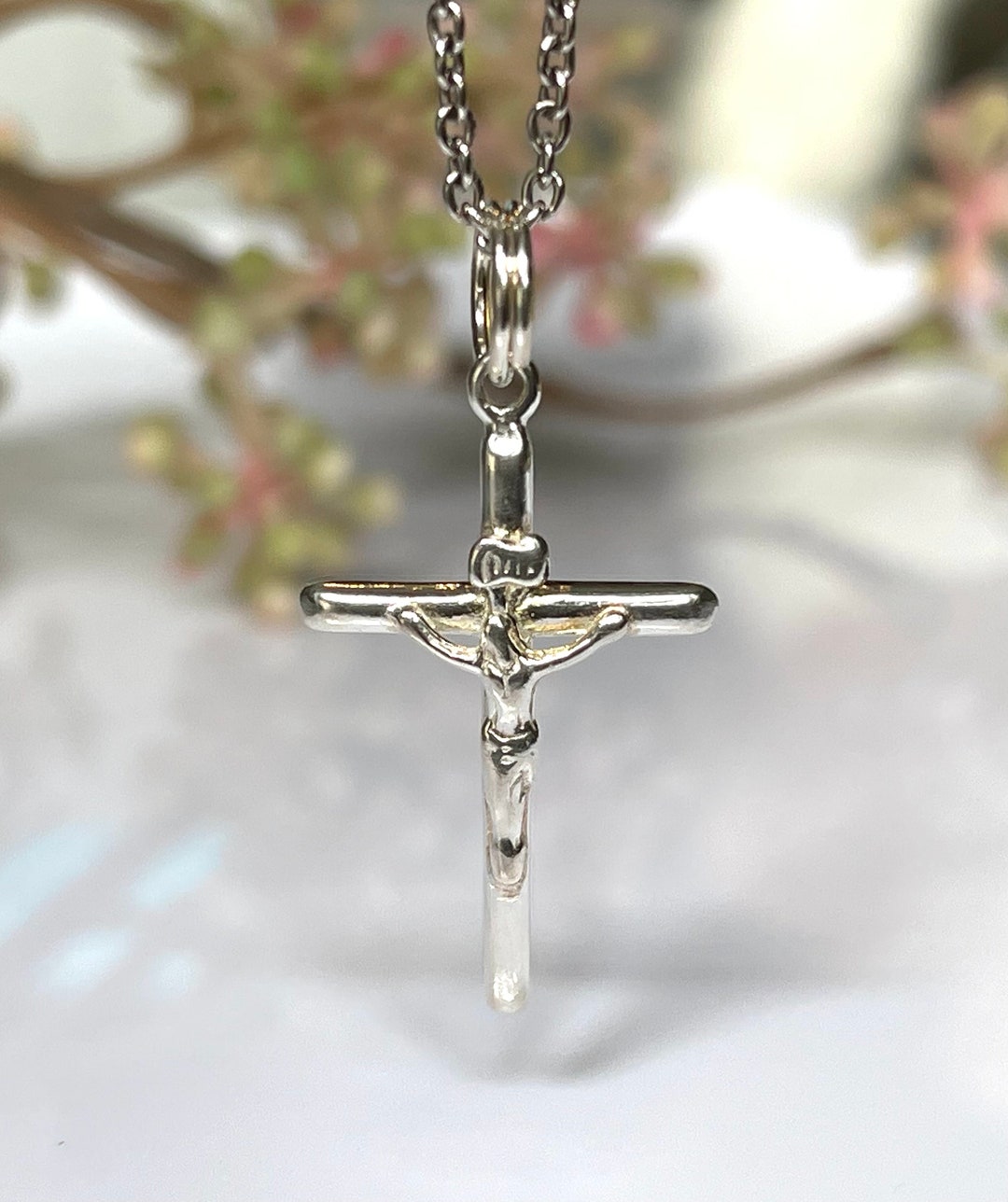 925 Sterling Silver Cross With Chain / Crucifix Silver Cross Charm ...