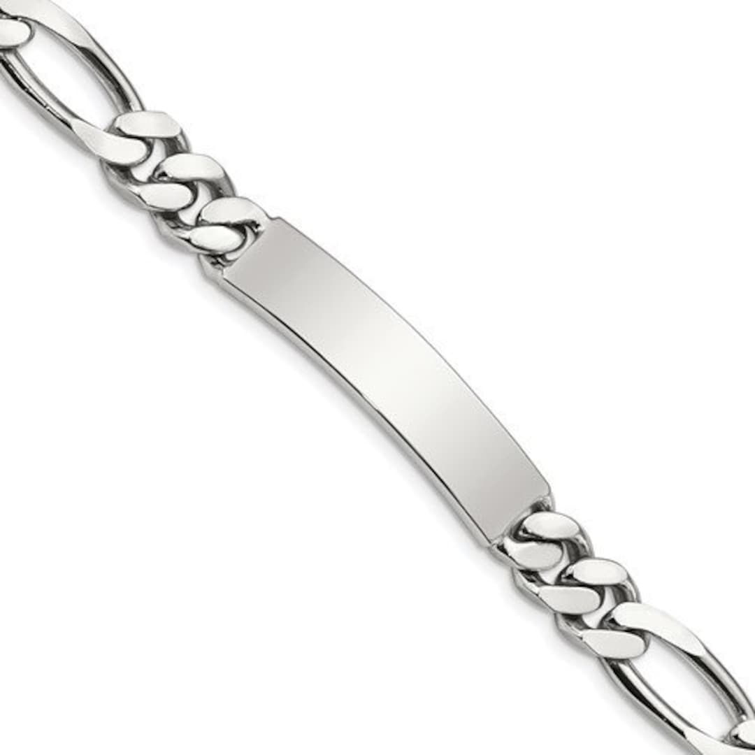 925 Sterling Silver ID Bracelet / Engravable Figaro Link ID