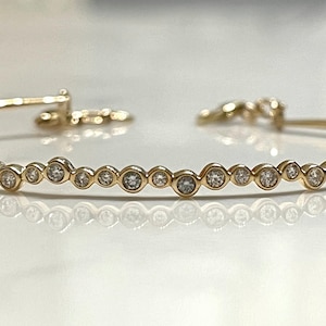 14K Solid Rose Gold Diamond Bangle / Bezel Set Round Brilliant Cut Diamonds / Arm Candy / Eye Catching / Must-Have / Perfect For Everyday