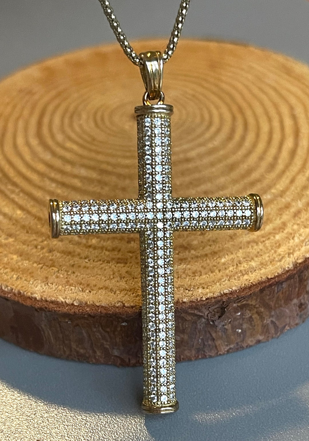 925 Sterling Silver Cross / Cubic Zirconia Pavé Set / Religious ...
