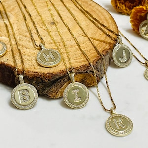 925 Sterling Silver Initial Disc Necklace / Personalized Initial All Letters Pendant / Charm Initial / Monogram Necklace / The Best Gift