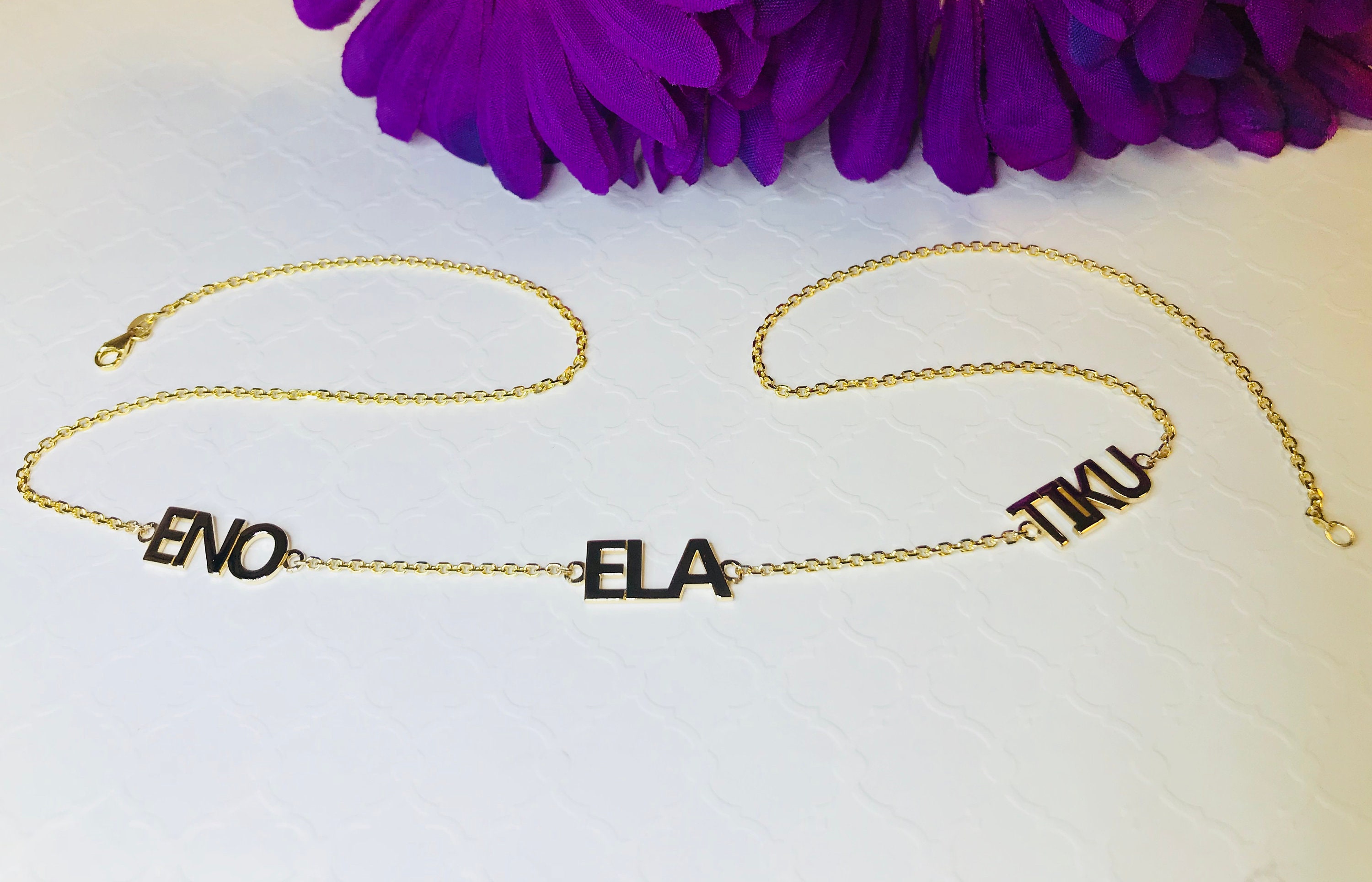 Personalized Necklace / Nameplate / Custom Name / Three Name Necklace ...