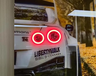 Neon LED Sports Car Wall Art, Luxury Automotive Light Poster, Red Tail Lights Night Photography, Modern Man Cave Decor