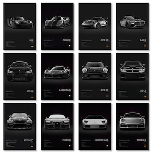 Póster de pared con impresión artística sobre lienzo de los famosos coches M5 918 GT3 G63 STO SLS, mural decorativo moderno para decoración del hogar, regalo de cumpleaños sin marco