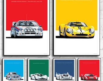 Vintage Racing Car Poster | Minimalist Supercar Wall Art | Classic Motorsport Print | Car Lover Decor | Modern Automotive Art