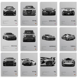 Berühmte Autos R8 RS3 M3 M5 Leinwand Wand Kunst Druck Poster G63 AMZ F40 STO Dekoratives Wandbild Moderne Wohnkultur Geburtstagsgeschenk Ungerahmt