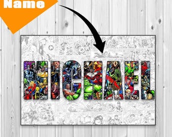 Personalized Superhero Name Wall Art - Custom Comic Book Style Poster - Unique Gift for Superhero Fans, Kids, and Adults