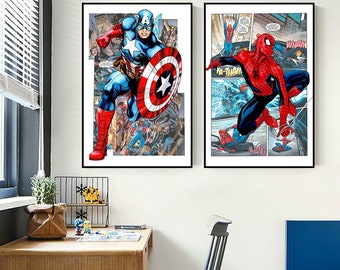 Canvas Wall Art Print Superhero Character Posters Avenger Canvas Painting Wall Art Customize Gift Home Decor, Superhero art
