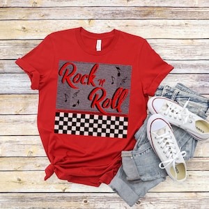 Rock &#39;n&#39; Roll T-Shirt, Retro 50&#39;s Style Tee, Rock & Roll T-shirt, Women&#39;s Gift T-Shirt, Cute 50&#39;s Design Tee, Rock &#39;n&#39; Roll Shirt