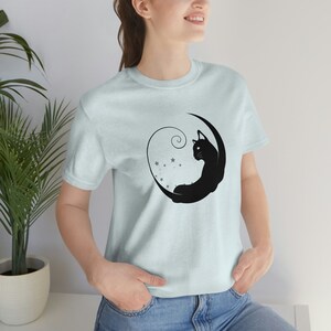 Cat Shirt, Cat Lovers T-shirt, Cat and Moon T-shirt, Cat Lovers Gift Shirt, Gift for Cat Lovers, Cute Cat T-Shirt, Cat Shir