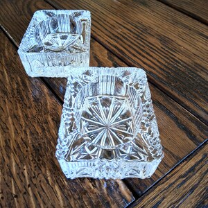 Vintage Ashtrays, 2 Indiana Glass rectangular shape with starburst pattern