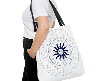 Tote Bag:  Astrology Chart Polyester Zodiac Sign Design (18 x 18 Inch)