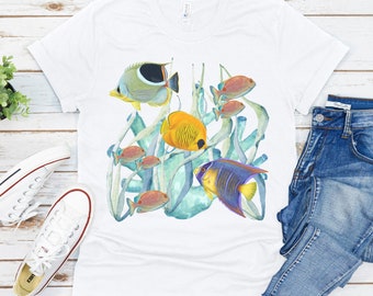Tropical Fish T-Shirt: Mint Green Ocean Print Tee