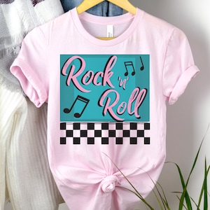 Rock &#39;n&#39; Roll T-Shirt, Retro 50&#39;s Style Tee, Rock & Roll T-shirt, Women&#39;s Gift T-Shirt, Cute 50&#39;s Design Tee, Rock &#39;n&#39; Roll Shirt