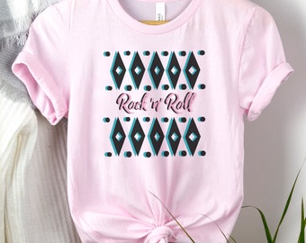 Rock 'n' Roll Tee -Retro 50s  Bella + Canvas Soft Pink