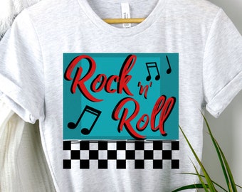 Rock 'n' Roll T-Shirt, Retro 50's Style Tee, Rock & Roll T-shirt, Women's Gift T-Shirt, Cute 50's Design Tee, Rock 'n' Roll Shirt