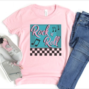 Rock 'n' Roll T-Shirt, Retro 50's Style Tee, Rock & Roll T-shirt, Kid T-Shirt, Youth T-Shirt, Cute 50's Design Tee, Kids Gift Tshirt