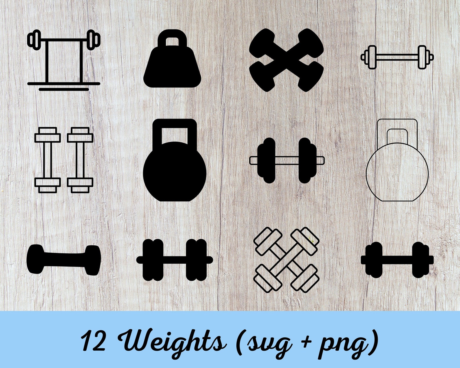 Weight Shape File Weights SVG Bundle, Weight Set SVG, Clipart, Cut Files for Silhouette ...