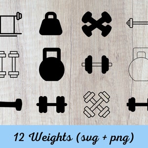 Weights SVG Bundle, Weight Set SVG, Clipart, Cut Files For Silhouette, Files for Cricut, Vector, Weight Lifting Svg, Png