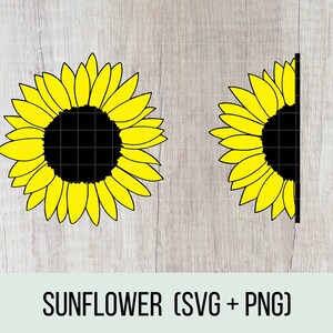 Zonnebloem SVG Bundel, Zonnebloem SVG, Monogram Svg, Halve Zonnebloem Svg, Gesneden Bestand Cricut, Zonnebloem Clipart, Silhouet