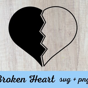Broken Heart Instant Download includes Cricut, Cameo Silhouette SVG Cut File,  PNG Transparent File