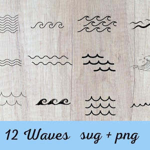 Wave Svg, Waves Svg, Wave Svg Bundle, Beach Svg, Ocean Svg, Water Svg, Wave Cricut, Waves Silhouette, Wave Vector File, Png