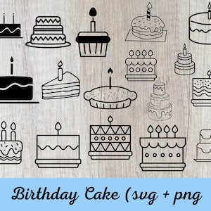 Birthday cake, birthday cake slice, cake and candles, svg cut files & clipart - includes limited commercial use!