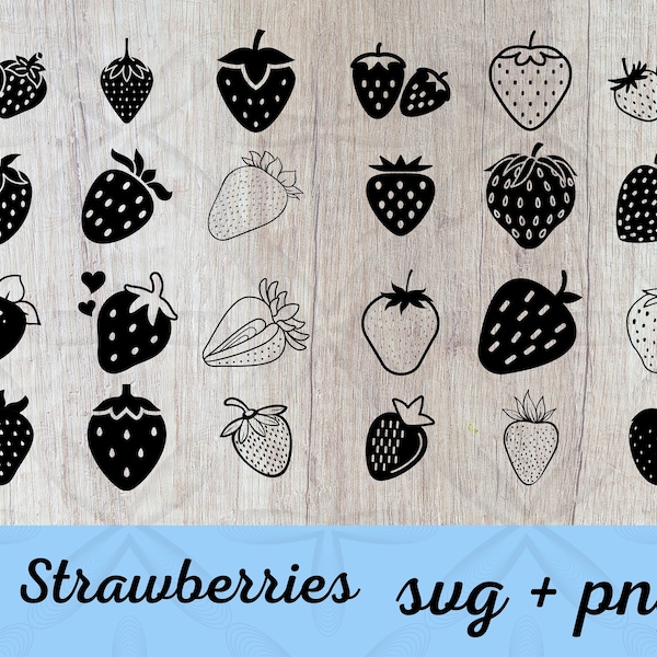 Strawberry SVG, Strawberry Bundle Vector, Silhouette, Cricut file, Clipart, Cuttable Design, Png SVG