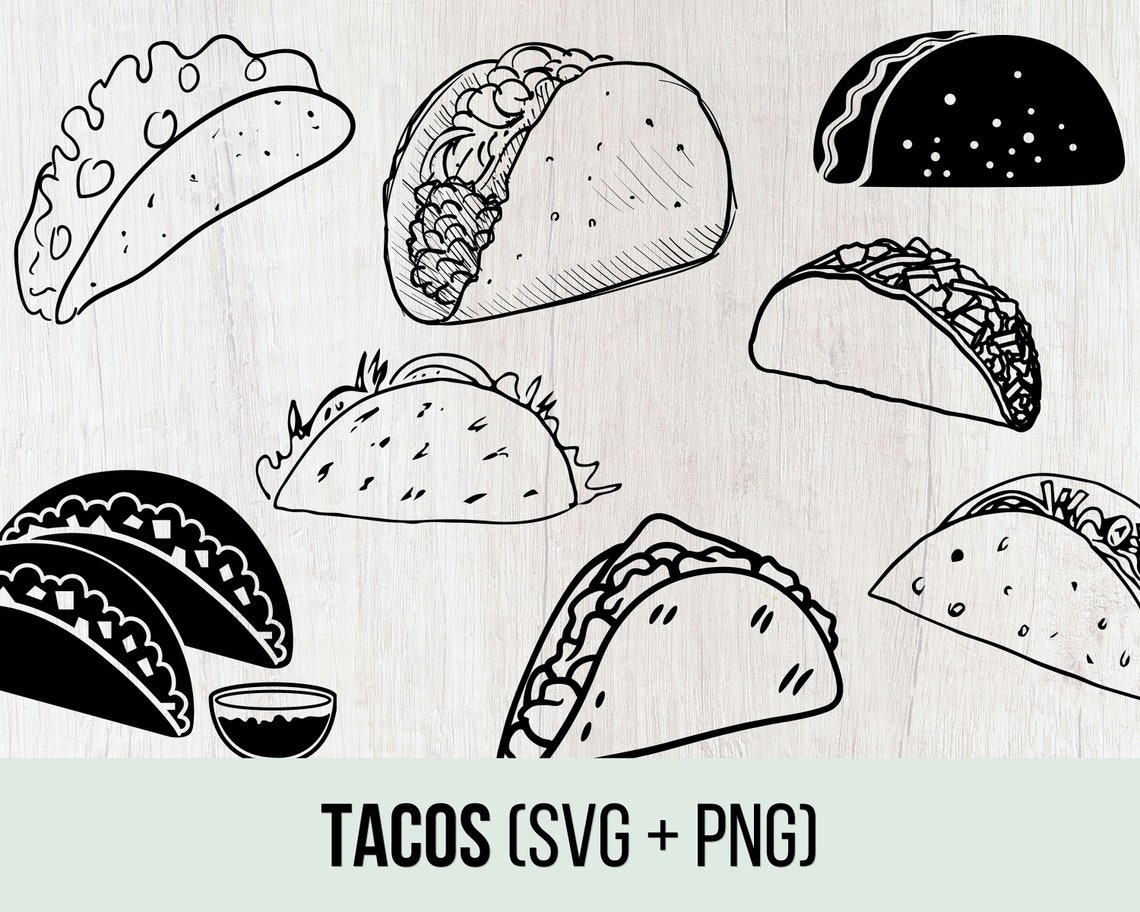 8 Taco SVG Bundle, Taco Png, Taco Eps, Taco Vector, Taco Cut Files