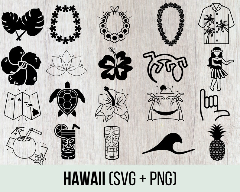 Hawaiian SVG Hawaii Clipart Bundle SVG PNG Clip Art - Etsy