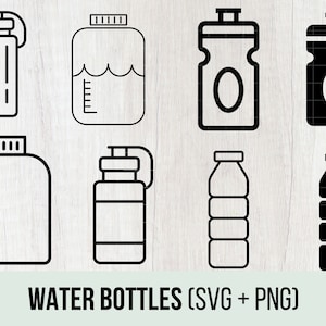 Wasserflasche Bundle, PNG, SVG, Digitaler Download, druckbar