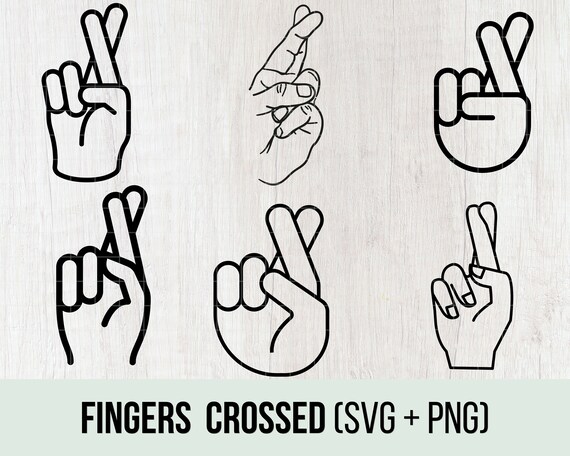 Fingers Crossed, Vector Clipart Set, Outline, Stamp and Graphics, PNG, SVG  - Etsy