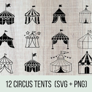 Chapiteau de cirque, vintage Carnaval fête rétro Festival drapeau arène théâtre SVG, PNG Vector Clipart Cricut Silhouette Circuit coupe coupe