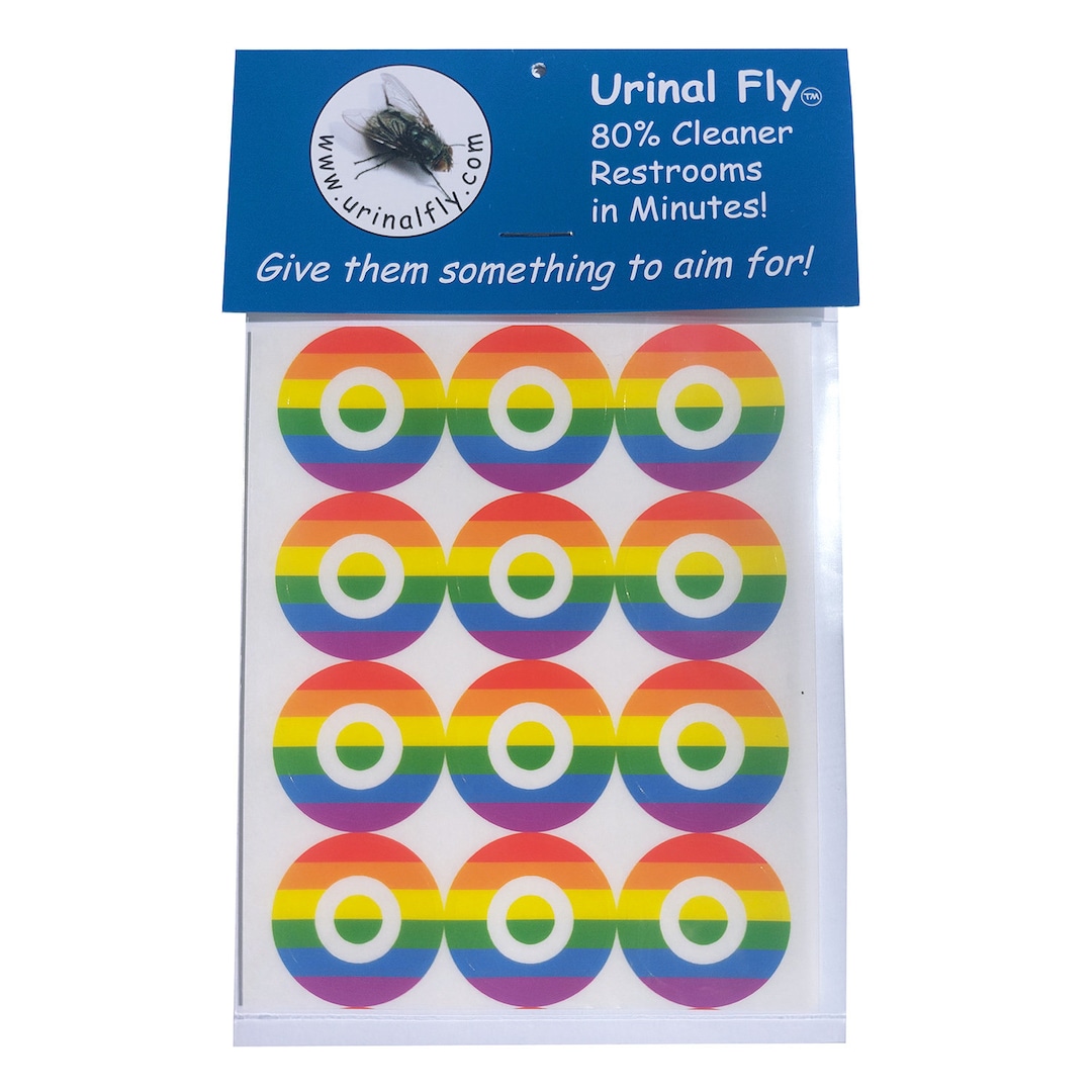 Urinal Fly Potty Target Stickers, Set of 12, Rainbow Bullseye Targets