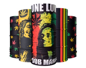 Bob Marley Neck Tube, Face Mask, Multi Use Face Cover, Reusable and Washable Rasta Balaclava, One Size
