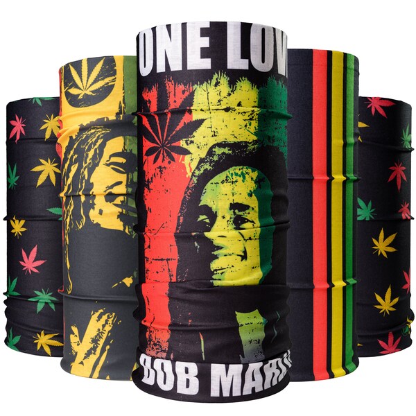 Bob Marley Neck Tube, Face Mask, Multi Use Face Cover, Reusable and Washable Rasta Balaclava, One Size