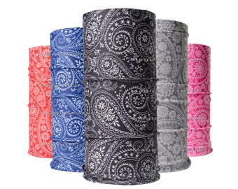 Schwarz Paisley Schal Unisex Hals Schlauch Wärmer Schal Snood Stirnband Laufen Bandana Gesichtsmaske