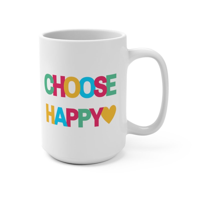 Choose Happy Coffee Mug Multicolor Happiness Large 15 oz | Etsy