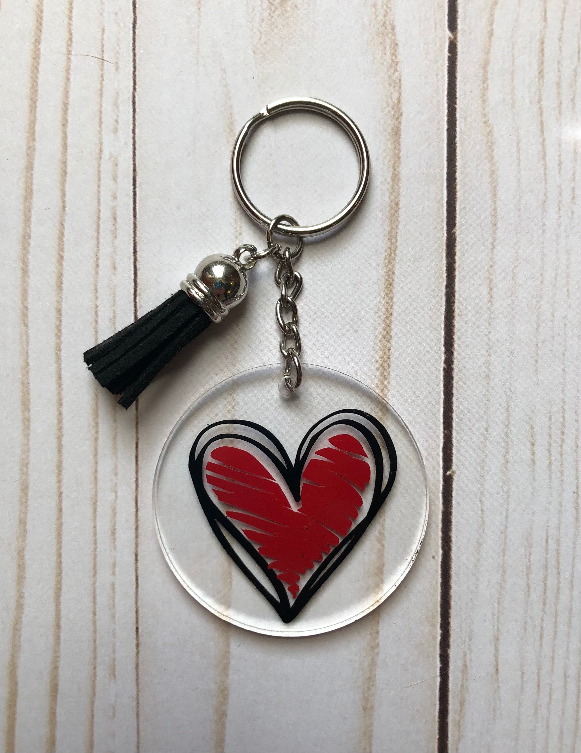 Heart Acrylic Keychain Etsy