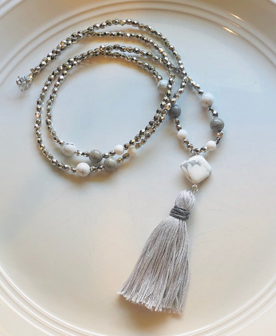 Beaded Tassel Pendant Necklace | Etsy