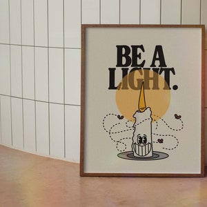 Be Light Character Retro Wall Art, Retro Quote Wall Print, Digital Download Print, Retro Wall Decor, Large Printable Art, Downloadable Art