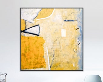 Large Abstract Acrylic Painting: Colorful Modern Canvas Wall Art