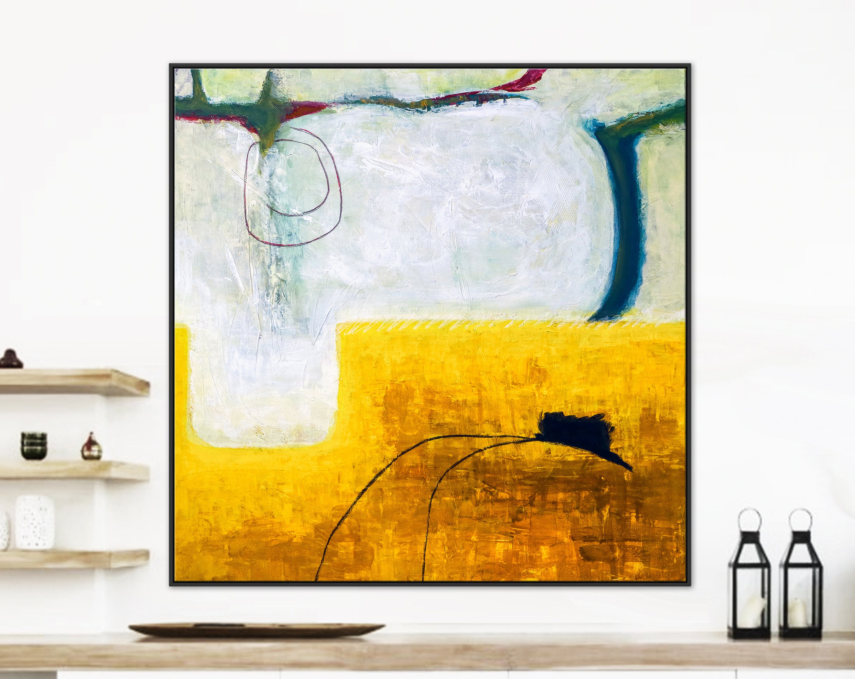 Surreal Voyage with Large Modern Abstract Original Painting, Colorful of Lines and Planes in Acrylic Canvas Wall Art ｜ The fourth