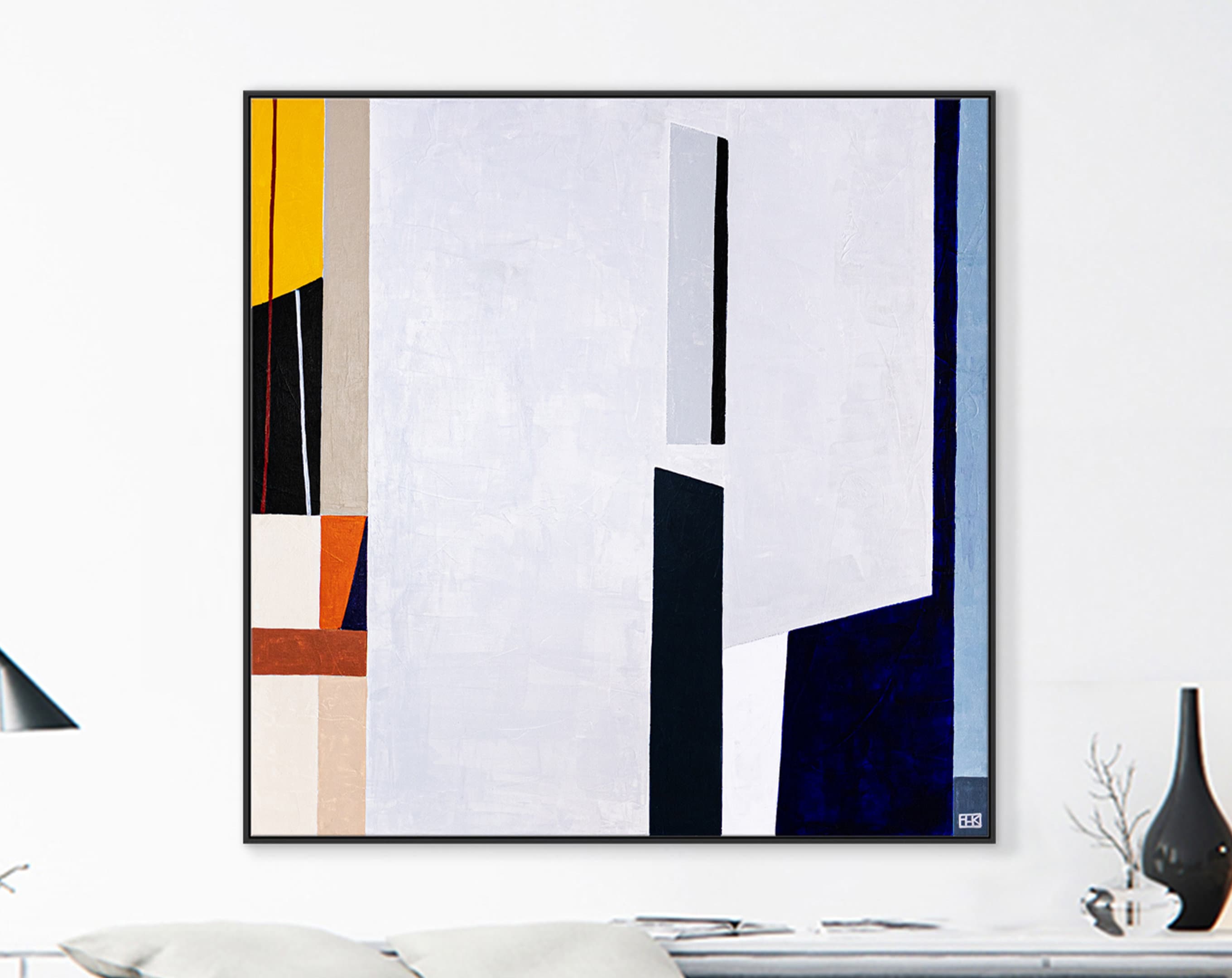 Original Abstract Paintings of Simple Composition, Geometric Minimalism Modern Canvas Wall Art ｜ Komp