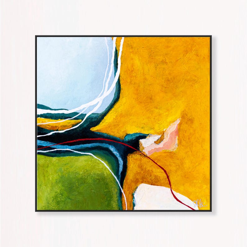 View of Abstract Painting - Original Wall Art - Large Oil & Acrylic Painting on ...