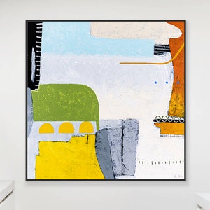 Bright and Cheerful Abstract Colorful Acrylic Painting Original, Playful Modern Canvas Wall Art | Ifle