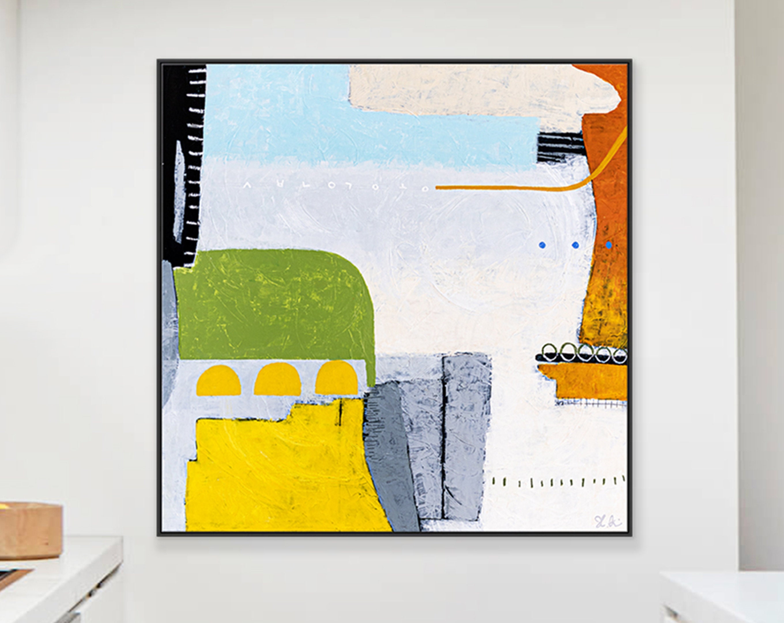 Bright and Cheerful Abstract Colorful Acrylic Painting Original, Playful Modern Canvas Wall Art ｜ Ifle