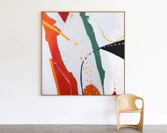 抽象画 – オリジナルウォールアート – キャンバスに描かれた大きな油絵