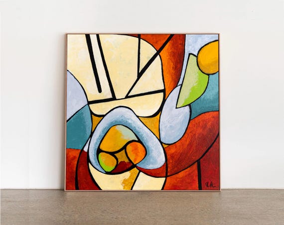 抽象画 – オリジナルウォールアート – キャンバスに描かれた大きな油絵