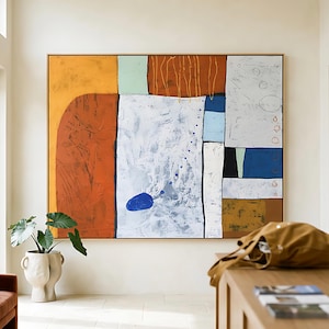 Abstract Wall Art, Bold Blue Modern Original Oil Painting — Textured Large Canvas — "My blue"